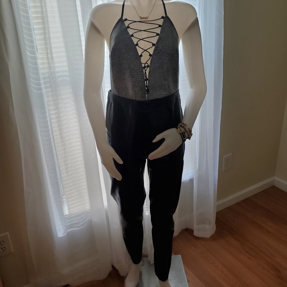 M Fashion Nova Crocostyle Latex Jumpsuit - Picture 4 of 5